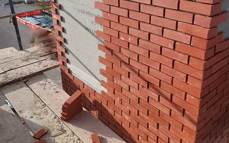 Decorative brick fireplace installation process in Grove City
